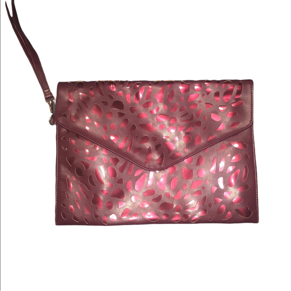 Maroon Red envelope clutch bag